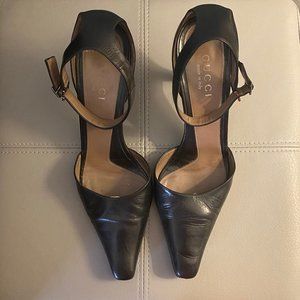 Black Leather Gucci Heels